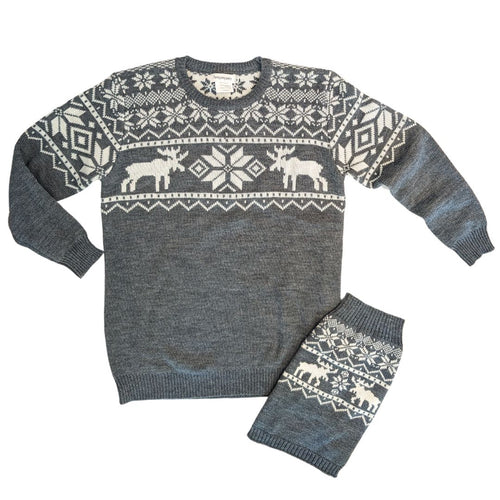 Matching Pet and Owner Christmas Sweaters: Grey Moose